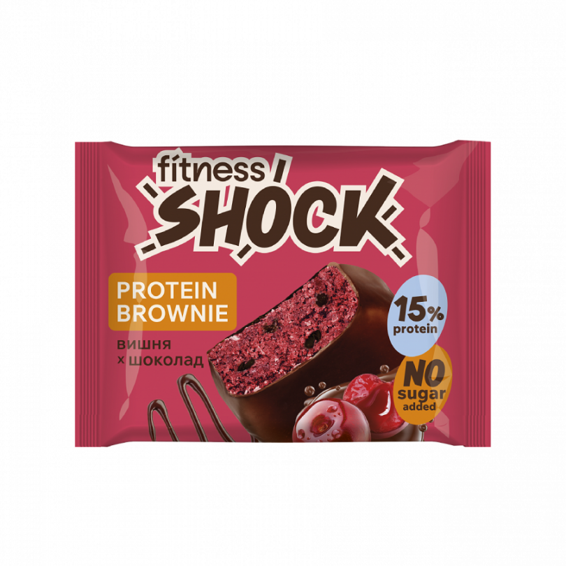 Протеиновое печенье глазированное Брауни "Вишня-Шоколад" FitnesShock